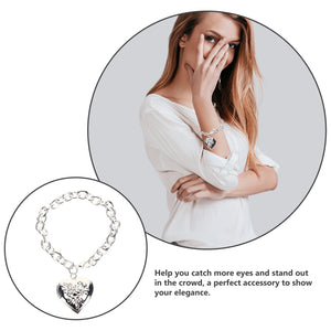Heart Charm Bracelet Photo Locket Bracelet Adjustable Link Bracelet