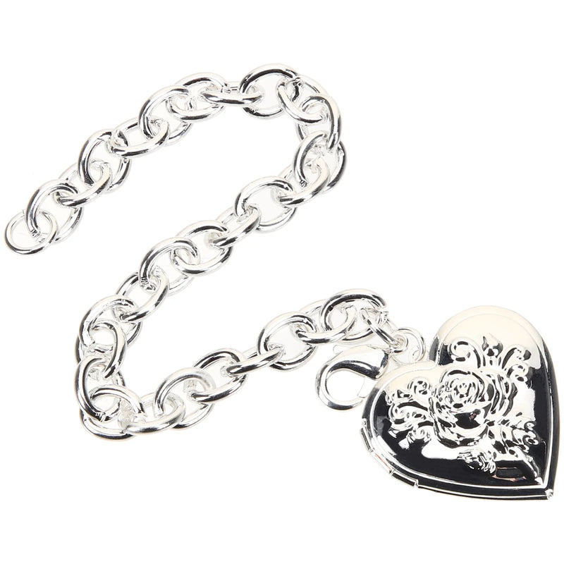Heart Charm Bracelet Photo Locket Bracelet Adjustable Link Bracelet