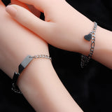 Heart Charm Chain Couple Paired Stainless Steel Bracelet Women Men Steel Gift