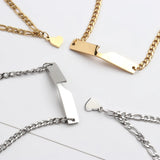 Heart Charm Chain Couple Paired Stainless Steel Bracelet Women Men Steel Gift