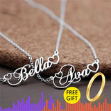Heart Charm Name Statement Necklace Personalized Cursive Script Necklace Collier