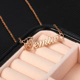 Heart Charm Name Statement Necklace Personalized Cursive Script Necklace Collier