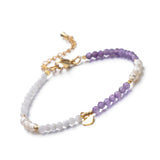 Heart Charm Pearl Peridot Bead Bracelet
