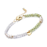 Heart Charm Pearl Peridot Bead Bracelet