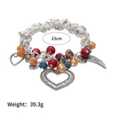 Heart Charm Wing Pendant Bracelet Bohemian Style Beads Cluster Jewelry