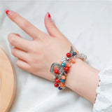 Heart Charm Wing Pendant Bracelet Bohemian Style Beads Cluster Jewelry