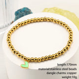 Heart Charms Bracelet for Women Love Stainless Steel Bead Bangle