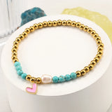 Heart Charms Bracelet for Women Love Stainless Steel Bead Bangle