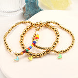 Heart Charms Bracelet for Women Love Stainless Steel Bead Bangle