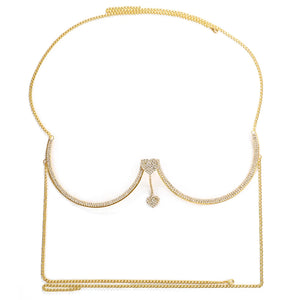 Heart Chest Bracket Jewellery Bra Chain for Women Body Crystal Bikini