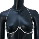 Heart Chest Bracket Jewellery Bra Chain for Women Body Crystal Bikini