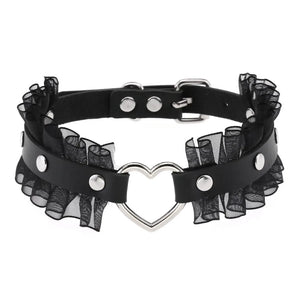 Heart Choker Necklace For Women Chocker Lace Collar Girls Gothic Jewelry