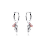 Heart & Conch Shell Hoop Earring 925 Sterling Silver Wedding Earrings for Women