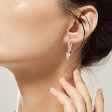 Heart & Conch Shell Hoop Earring 925 Sterling Silver Wedding Earrings for Women