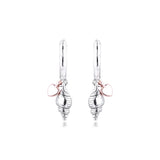 Heart & Conch Shell Hoop Earring 925 Sterling Silver Wedding Earrings for Women