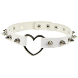 Heart Punk Goth Rivet Round Choker Necklace Metal Love Leather Chocker