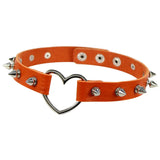 Heart Punk Goth Rivet Round Choker Necklace Metal Love Leather Chocker