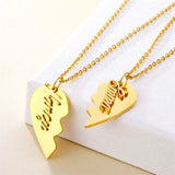 Heart Couple Necklaces Name Engraving Stainless Steel Jewelry