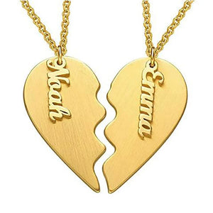 Heart Couple Necklaces Name Engraving Stainless Steel Jewelry