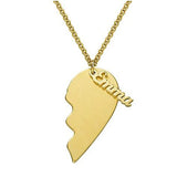 Heart Couple Necklaces Name Engraving Stainless Steel Jewelry