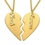 Heart Couple Necklaces Name Engraving Stainless Steel Jewelry
