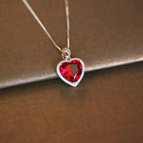 Heart Ruby Vintage Pendant S925 Sterling Necklace for Bridal Wedding