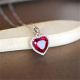Heart Ruby Vintage Pendant S925 Sterling Necklace for Bridal Wedding