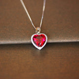 Heart Ruby Vintage Pendant S925 Sterling Necklace for Bridal Wedding