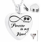 Heart Cremation Necklace Cat Dog Paw Print Keepsake Memorial Pet Urn