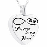 Heart Cremation Necklace Cat Dog Paw Print Keepsake Memorial Pet Urn