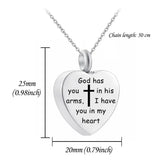 Heart Cremation Necklace for Ashes Urn Memorial Cross Prayer Jewelry