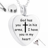 Heart Cremation Necklace for Ashes Urn Memorial Cross Prayer Jewelry