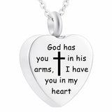 Heart Cremation Necklace for Ashes Urn Memorial Cross Prayer Jewelry