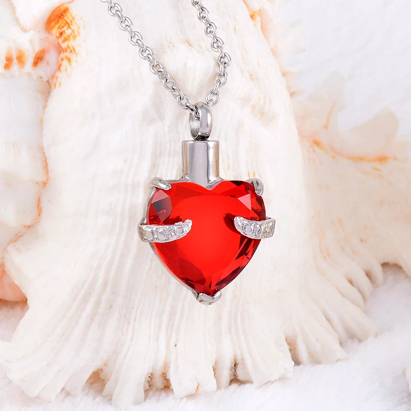 Heart Cremation Pendant Necklace Stainless Steel Memory Jewelry Keepsake