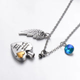 Angel Wing Cremation Necklace with Birthstones