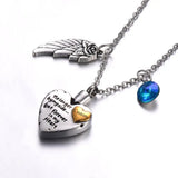 Angel Wing Cremation Necklace with Birthstones