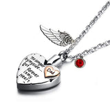 Angel Wing Cremation Necklace with Birthstones