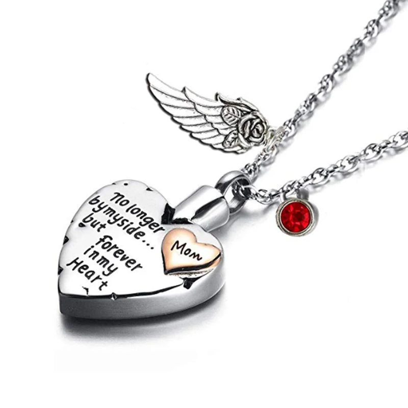 Angel Wing Cremation Necklace with Birthstones
