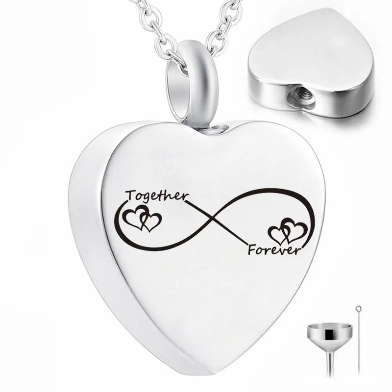 Heart Cremation Urn Necklace for Ashes - Forever Together Pendant Locket