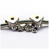 Heart Crown Safety Chain Charm Beads for Bracelets DIY Jewelry