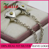 Heart & Crown Safety Chain Charm Beads for Silver 925 DIY Jewelry Women
