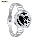 Heart Crystals Aromatherapy Diffuser Locket Spring Bangle