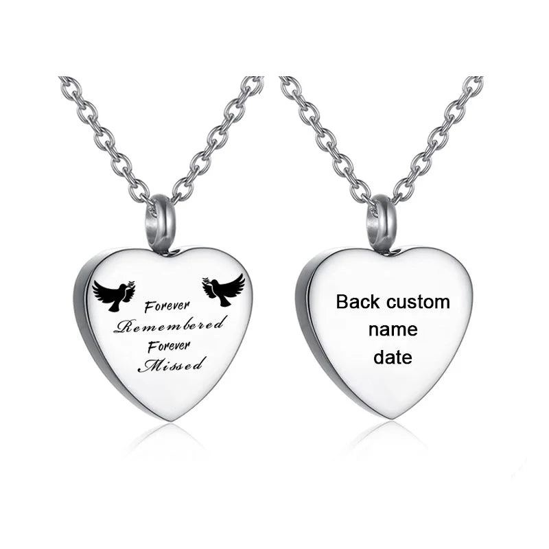 Heart Cremation Jewelry Memorial Urn Necklace Ashes Holder Love Heart Pendant