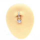 Heart Dangle CZ Belly Button Ring Stainless Steel Body Jewelry