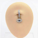 Heart Dangle CZ Belly Button Ring Stainless Steel Body Jewelry
