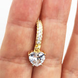 Heart Dangle CZ Belly Button Ring Stainless Steel Body Jewelry