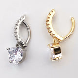 Heart Dangle CZ Belly Button Ring Stainless Steel Body Jewelry