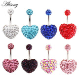 Crystal Disco Ball Double Side Belly Rings Surgical Steel Navel Piercing