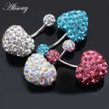 Crystal Disco Ball Double Side Belly Rings Surgical Steel Navel Piercing