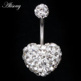 Crystal Disco Ball Double Side Belly Rings Surgical Steel Navel Piercing